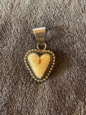 Sterling Heart Pendant with Cream Marbled Stone